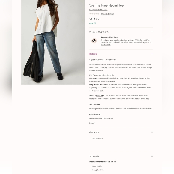 FREE PEOPLE We The Free Naomi Tee NWT - Picture 9 of 12